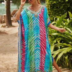 African Ethnic Print Boho Cover Up Dress