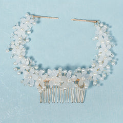 Flower & Pearl Hair Comb Vintage Hair Clip Bridal Wedding Accessory