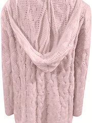 Oversize Knit Pullover Hooded Sweater V-Neck Casual Fall Winter Women