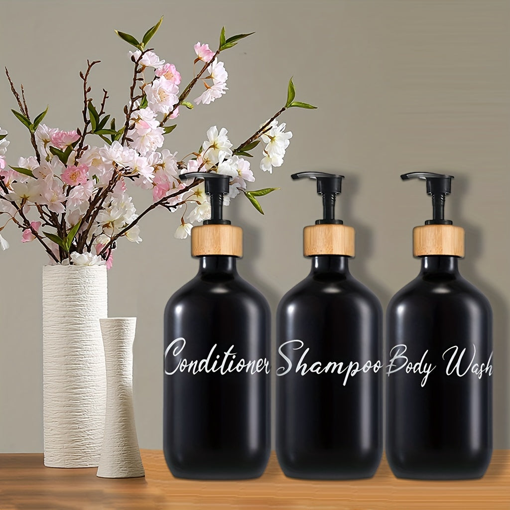 3pcs Bathroom Soap Dispenser Shower Shampoo Gel Bottle