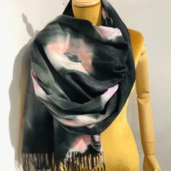 Pink Tie Dye Flower Tassel Shawl Cashmere Warm Wrap Windproof
