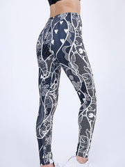 Heart Print Skinny Leggings Casual Stretchy Leggings Women's Clothing