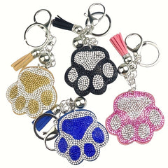 Cartoon Cat Claw Keychain with Rhinestones