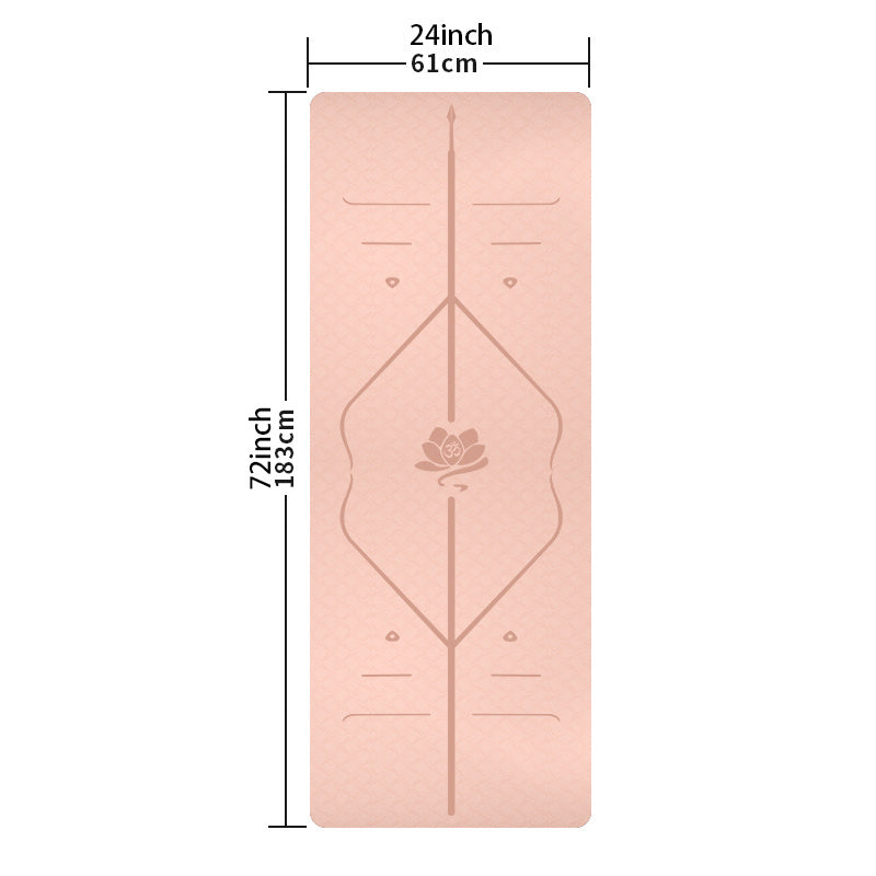 Non Slip Waterproof Yoga Mat 72x24x0.31 with Body Guide Line