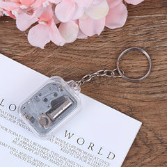 Portable Mini Acrylic Music Box Pendant for School Bag Coin Purse Keys