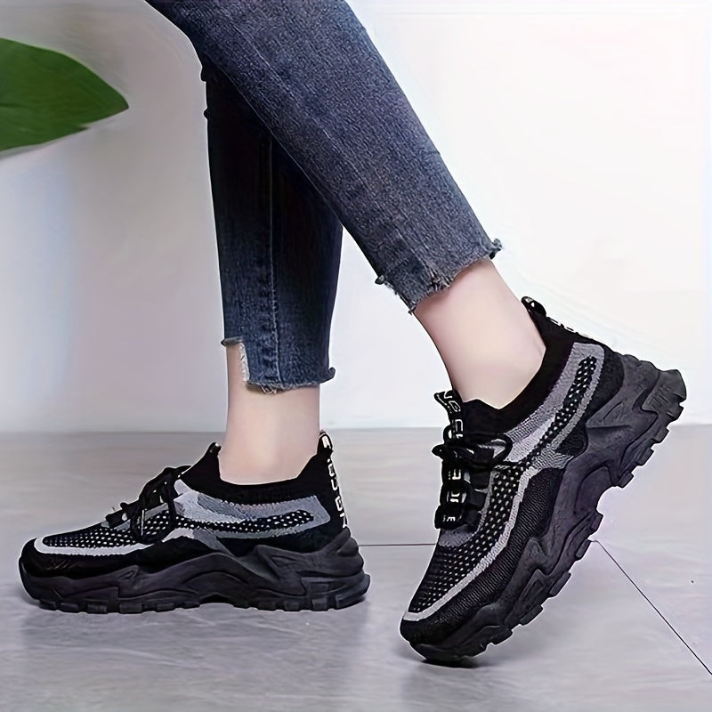 Women's Breathable Mesh Running Sports Shoes Platform Sneakers