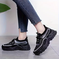 Women's Breathable Mesh Running Sports Shoes Platform Sneakers