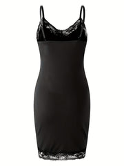 Solid Nightdress V Neck Spaghetti Strap Sleep Dress Women's Sleepwear