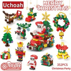 352pcs Christmas Building Blocks Set Santa Reindeer Tree Wreath Snowman