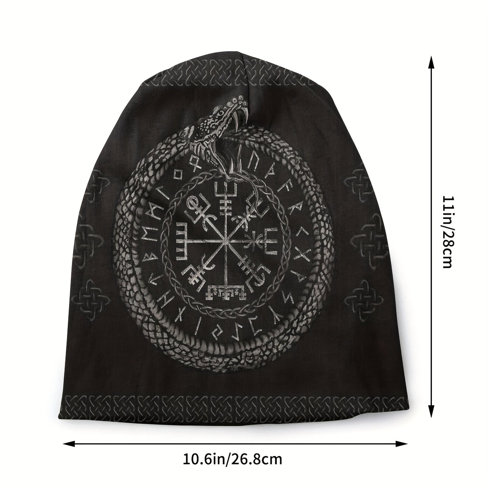 Vegvisir Compass Ouroboros Runes Viking Bonnet Hat