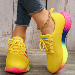 Women's Love Heart Decor Sneakers Lace Up Running Shoes