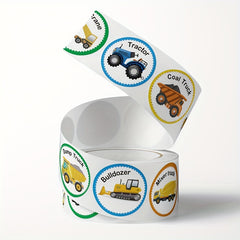 500 Sheets Reel Cartoon Tools Train Airplane Stickers