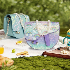 Girls Princess Shoulder Bag Purse with Faux Pearl Strap