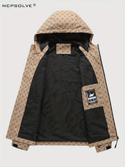 Men's Monogram Lightweight Hooded Windbreaker Jacket Coat