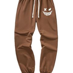 Smile Face Casual Men's Trousers Spring Summer Drawstring Elastic Sports Pants