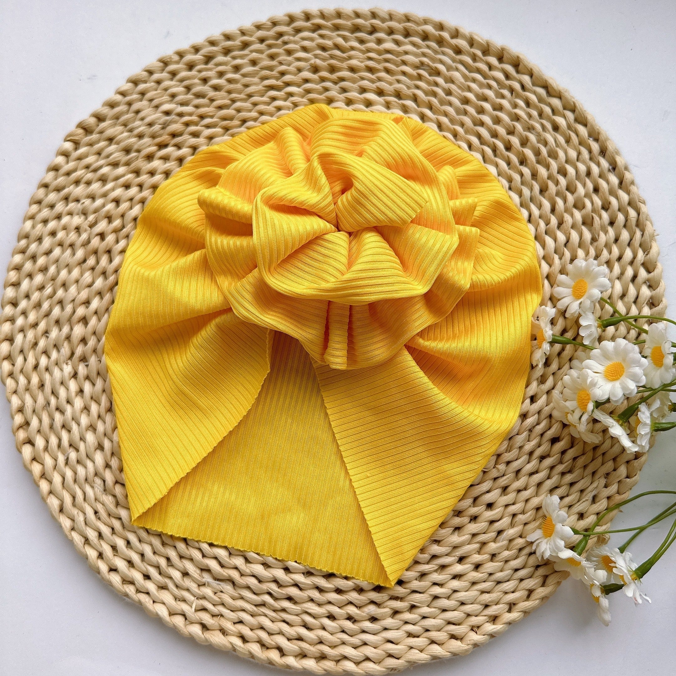 Yellow Baby Spring Summer Thin Headband Soft Big Flower Baby Hat