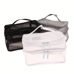 Mesh Cosmetic Bag Double Layer Toiletry Bag Travel Storage Bag