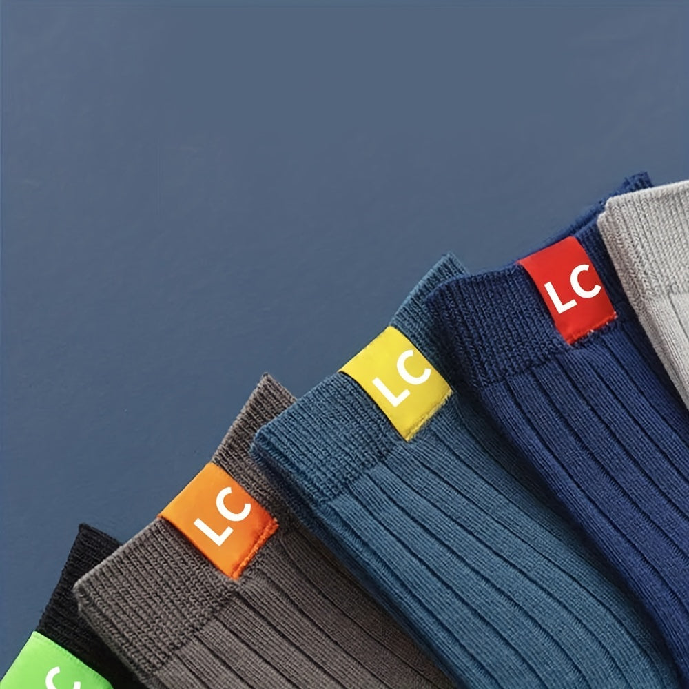 Men's Solid Crew Socks Breathable Comfy Casual Unisex Outdoor All Seasons