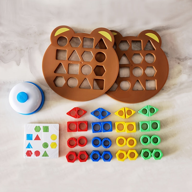 Bear Shape Matching Toys Colorful Geometric Blocks for Kids' Thinking Skills