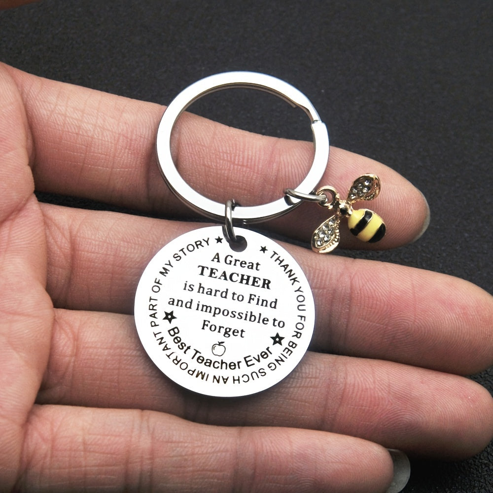 Teacher's Keychain Great Teacher Small Bee Stainless Steel Gift Christmas