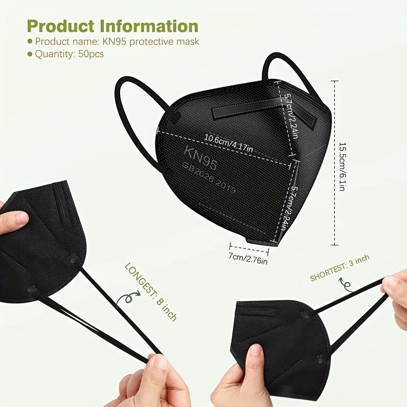 50pcs KN95 Cup Dust Safety Face Masks with Elastic Ear Loop
