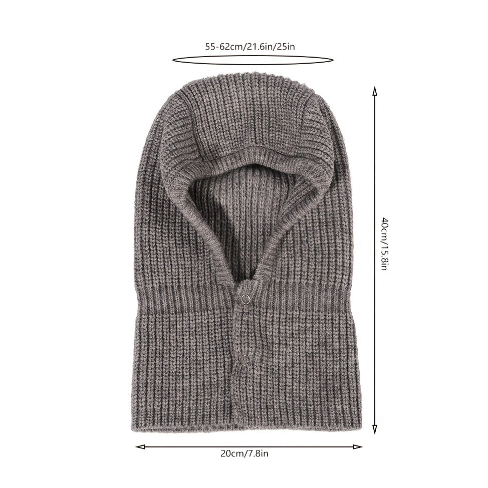 Solid Knitted Cap Unisex Warm Scarf For Men Women