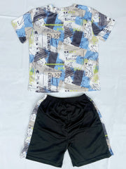 2pcs Boys Graffiti Short Sleeve Tees & Short Set Summer Kids Outfits
