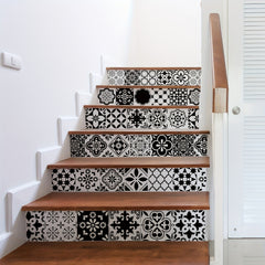 6pcs Moroccan Pattern Stair Stickers Self-adhesive Wallpaper Home Decor