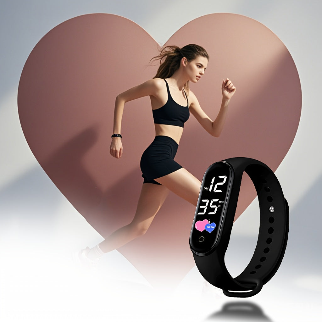 Student Touchscreen LED Sports Watch PVC Strap 24H Display School Outdoor