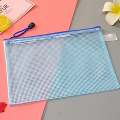 Waterproof Transparent Zipper Bag A4 A5 Mesh Stationery Bag