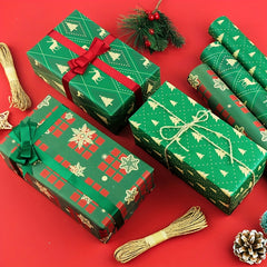 8pcs 50 Christmas Wrapping Paper for Gift Boxes Holiday Arts Crafts Decorations