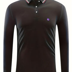 Men's Casual Button Up Long Sleeve Polo Shirt