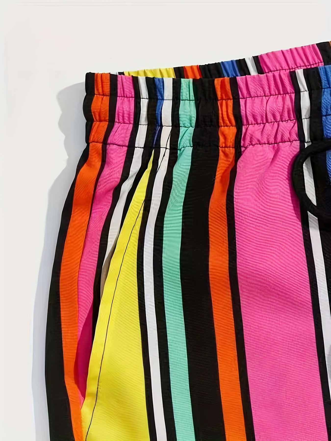Vertical Stripe Men's Summer Drawstring Casual Loose Shorts