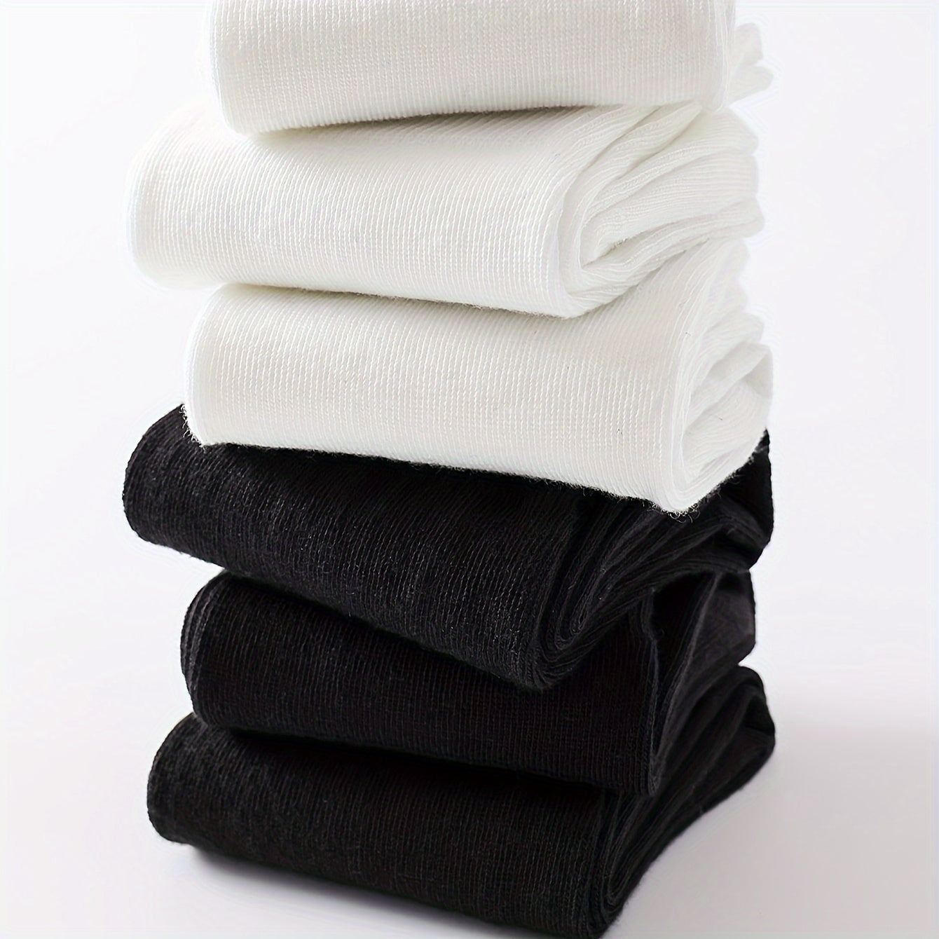10 Pairs Plus Size Basic Crew Socks Women's Plus Solid Mid calf Socks