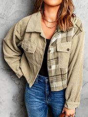 Plaid Print Vintage Jacket Button Front Long Sleeve Outerwear