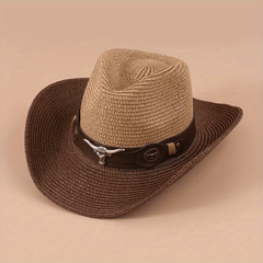 Cattel Head Western Cowboy Hat With Big Cow Head Leather Belt Gift For Men