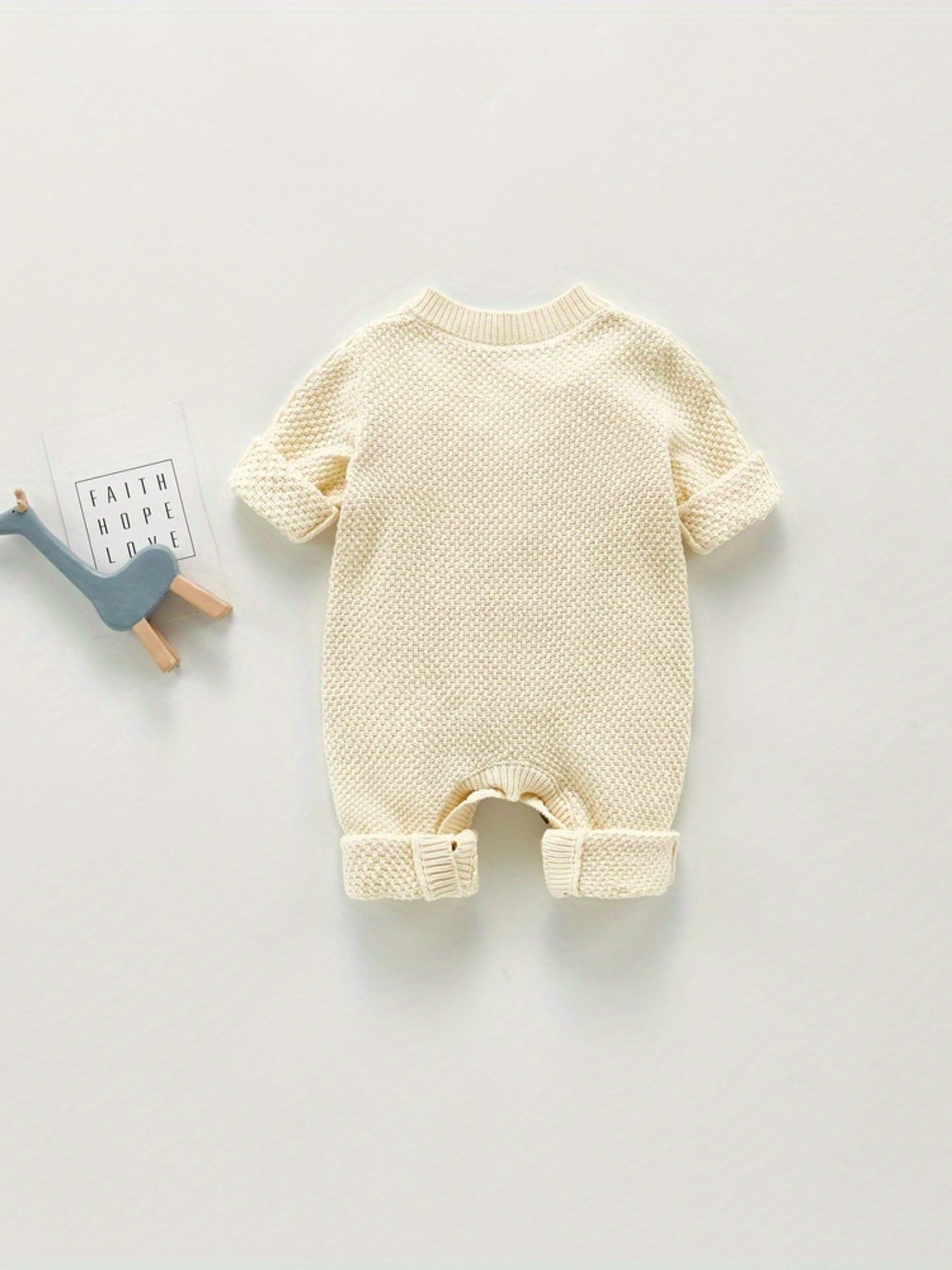 Baby Knit Bodysuit Button Down Short Sleeve Sweater Romper