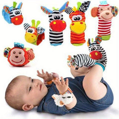 Baby Wrist Bell Socks and Foot Set Bell Toys Cartoon Animal Wrist Bells