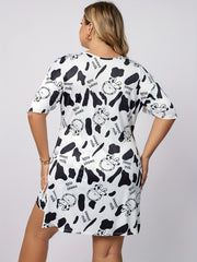 Cartoon Cow Print Short Sleeve T shirt & Shorts Set