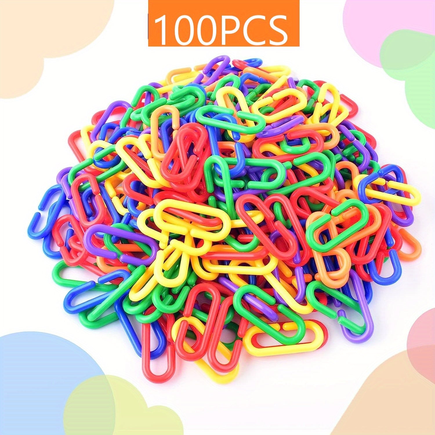 Rainbow Plastic Chain Links for Birds DIY C Clips Hooks and Swing Climbing Toys