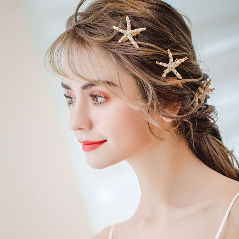 Starfish Pearl Hairpin Bridal Headpiece Wedding Party Jewelry