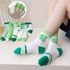 5pairs Children's Cotton Socks Breathable Boys Girls Summer Baby Mesh Stockings