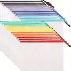 5pcs Mesh Zipper File Bag Stationery Waterproof Pen Office Data Ticket Storage