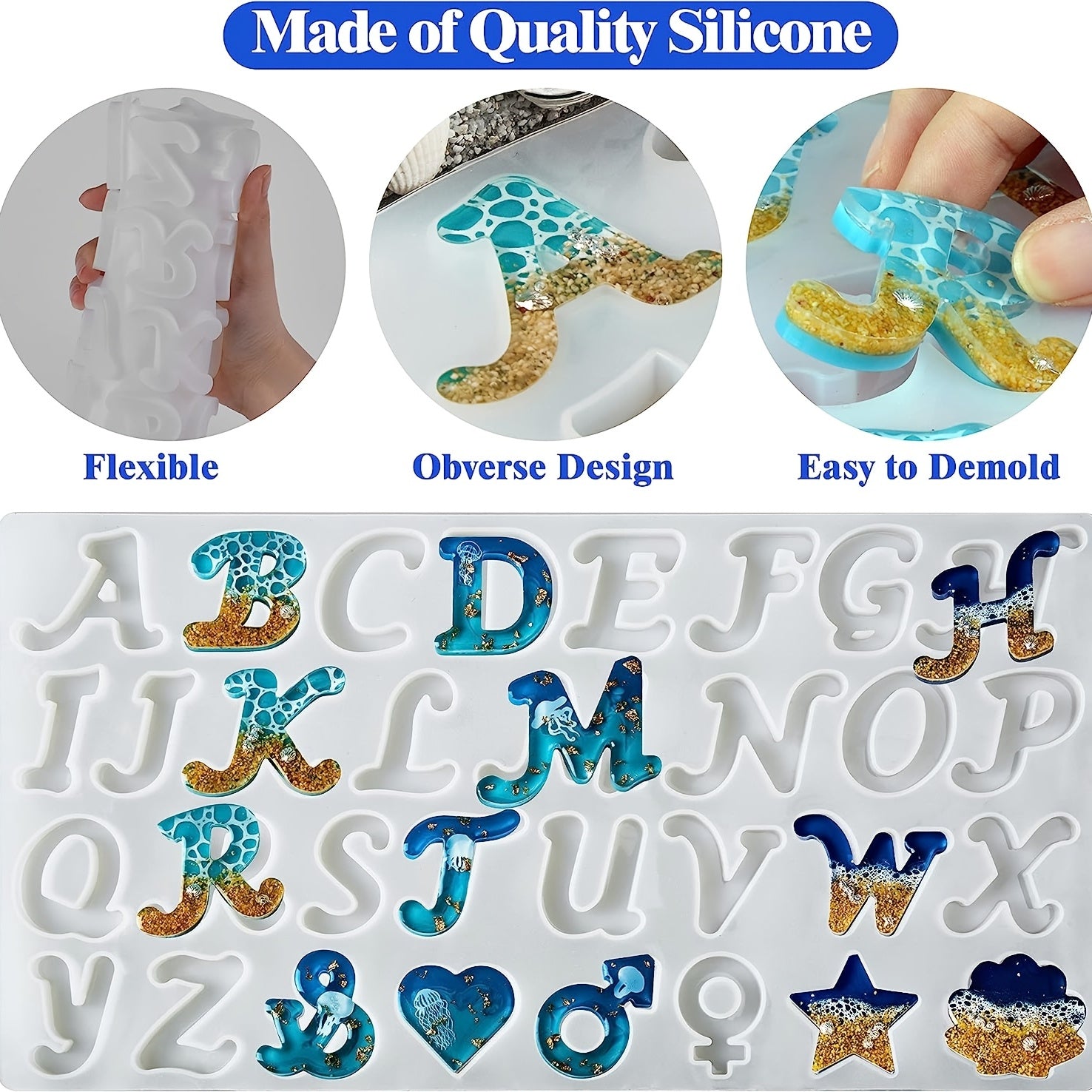 168Pcs Alphabet Resin Molds Kit Silicone Molds For Casting DIY Letter & Ornament