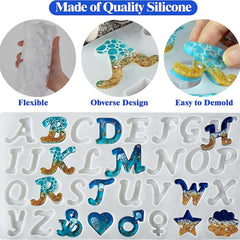 168Pcs Alphabet Resin Molds Kit Silicone Molds For Casting DIY Letter & Ornament