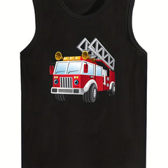 Boys Fire Truck Sleeveless Tank Top
