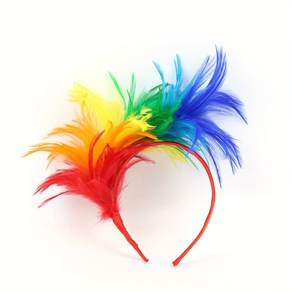 Rainbow Feather Tea Party Hats Fascinator LGBT Gay Pride Accessories