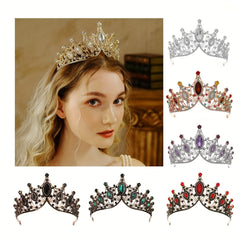 Baroque Queen Crown Rhinestone Wedding Tiara Crystal Vintage Princess Crown