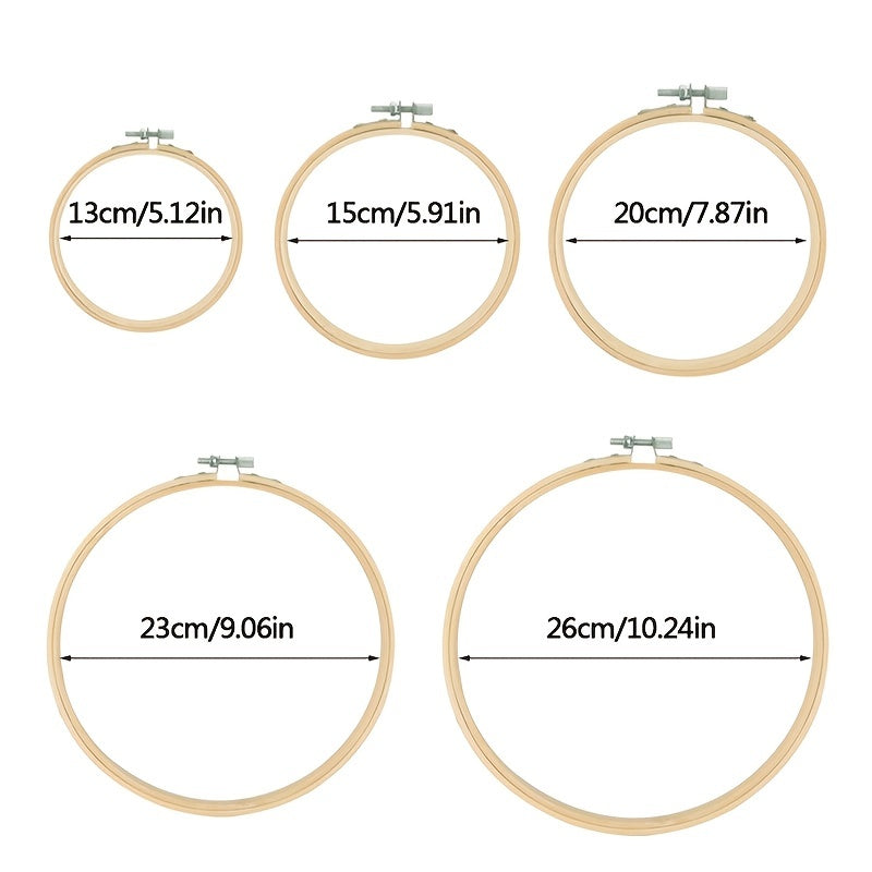 5pcs Bamboo Embroidery Hoops 12.7-25.4cm for Cross Stitch