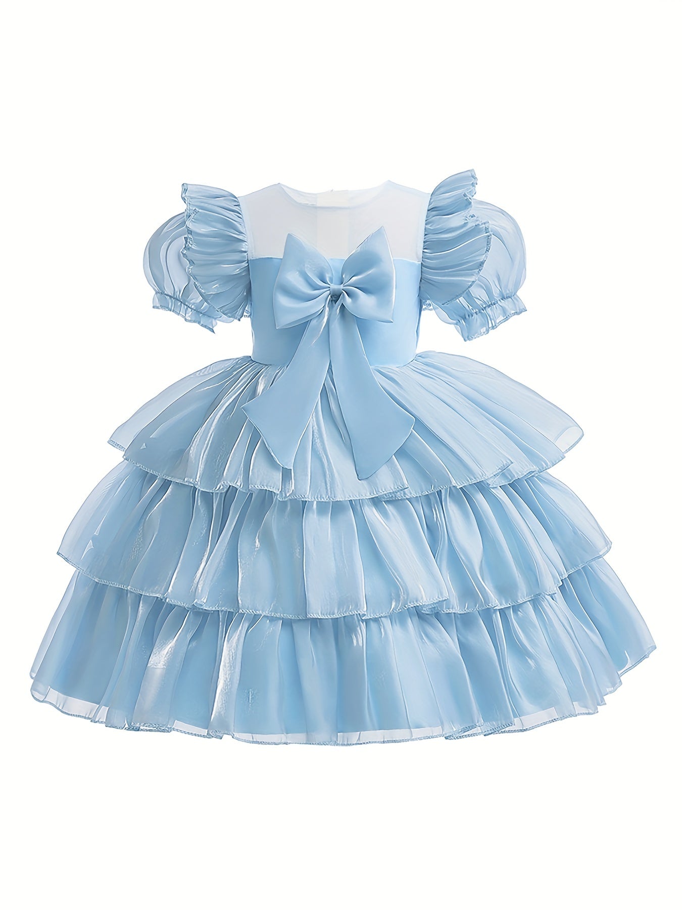 Girls Princess Dress with Big Bow Tiered Tulle - Party Wedding Evening